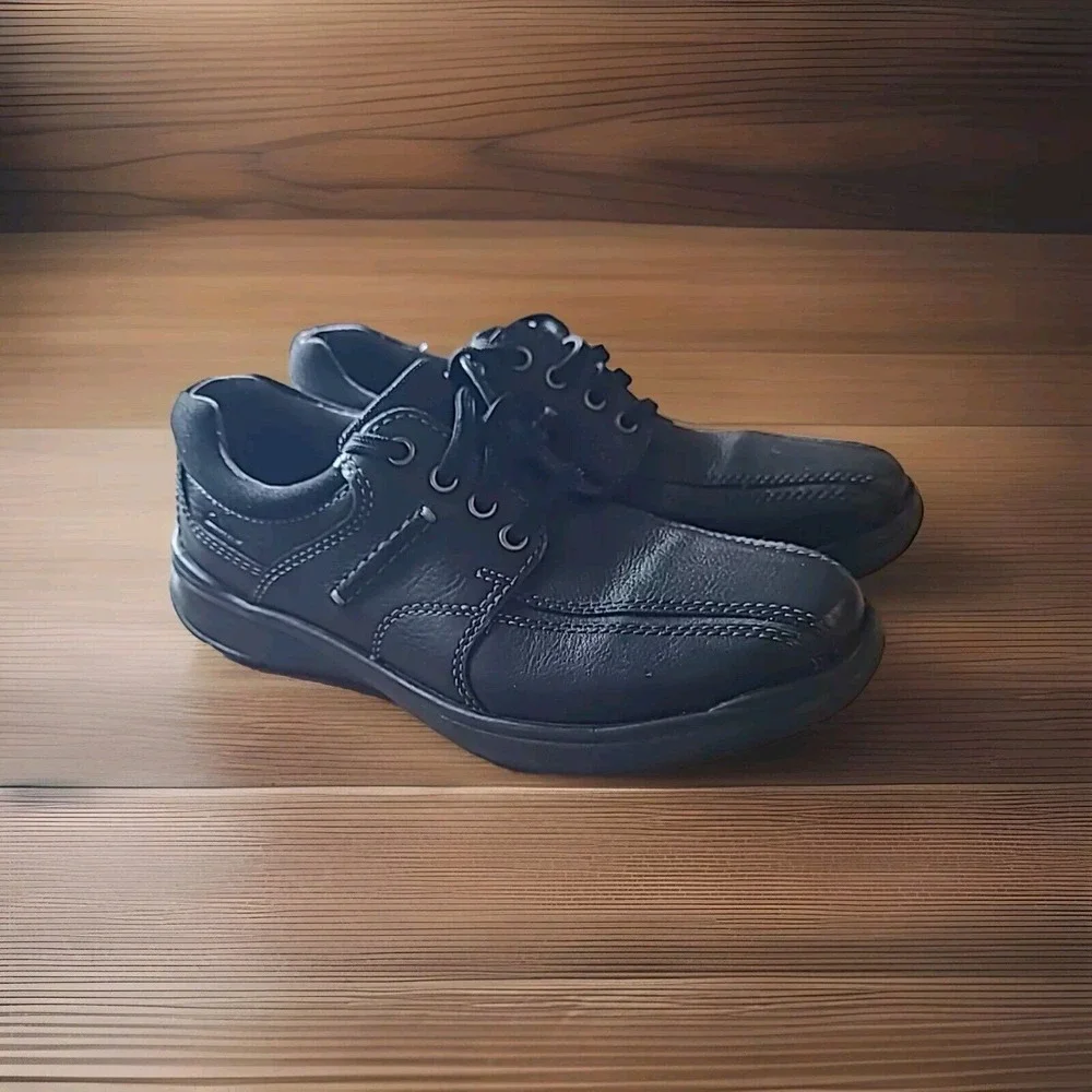 Clarks Mens Cotrell Walk Black Leather Loafers Shoes, sz 8.5 Wide no Box